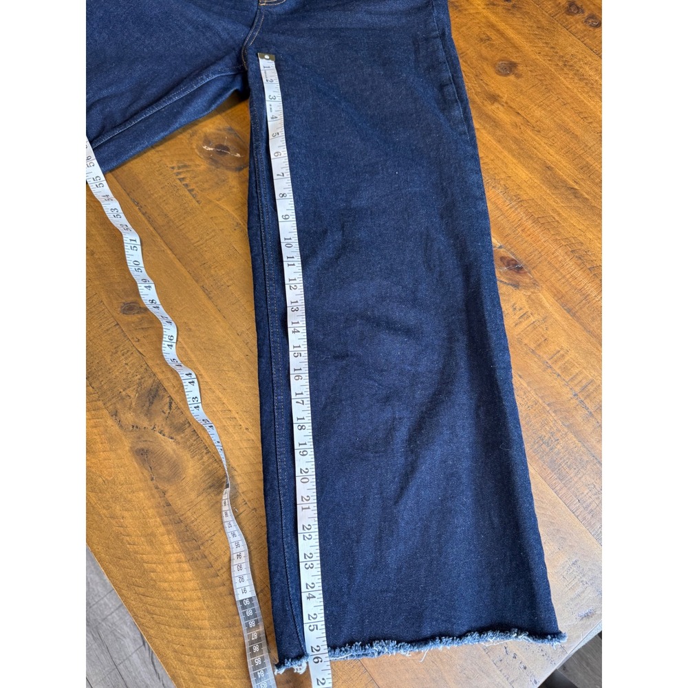 Rails Getty Crop Jeans Dark Wash Blue Denim High Rise Wide Leg Raw Hem NWT Boho - Picture 11 of 12